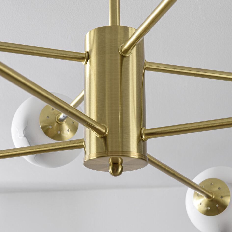 Design piaskowo-złota lampa sufitowa z kulami o wyglądzie marmuru, 8-światła - Idaho