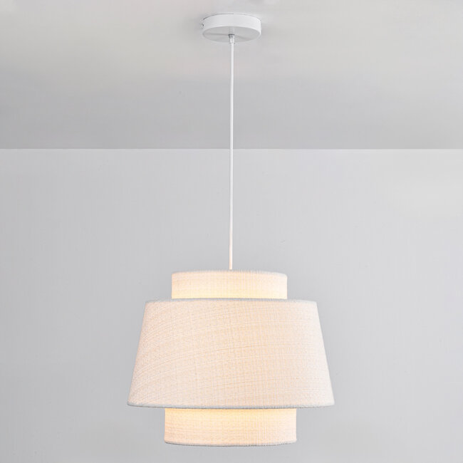 Japandi Lampa wisząca Vilo - biała tkanina