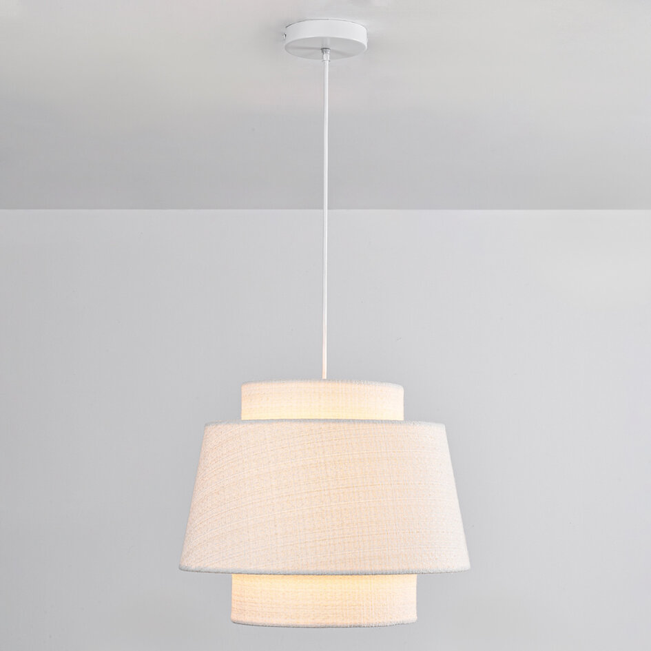 Japandi Lampa wisząca Vilo - biała tkanina