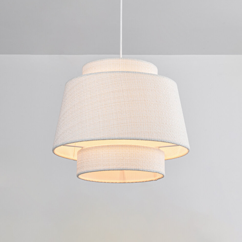 Japandi Lampa wisząca Vilo - biała tkanina