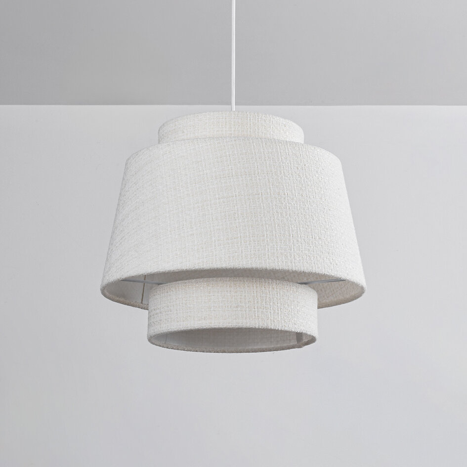 Japandi Lampa wisząca Vilo - biała tkanina