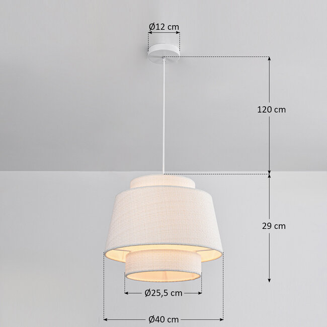 Japandi Lampa wisząca Vilo - biała tkanina