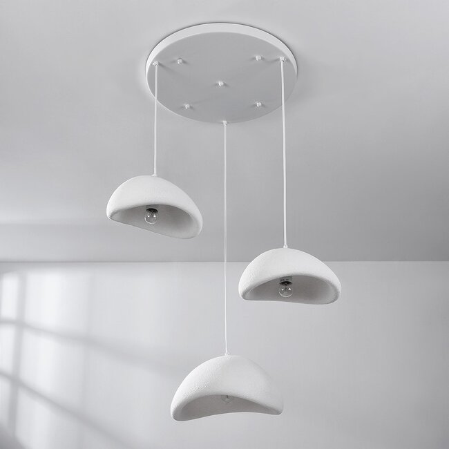 3 światła Wabi-Sabi lampa wisząca biała efekt kamienia - Sora