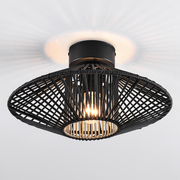 Czarna lampa zewnętrzna Woven z plecionego sznura