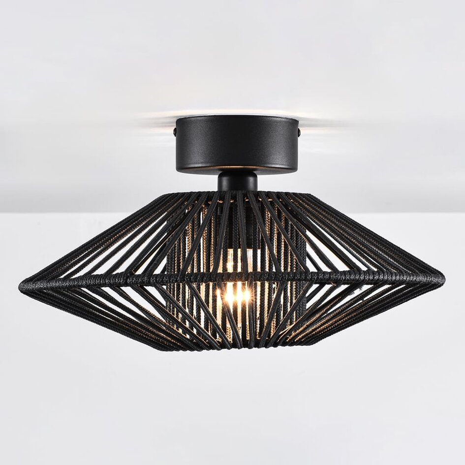 Czarna lampa zewnętrzna Woven z plecionego sznura