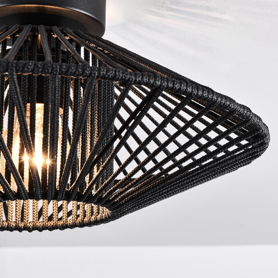 Czarna lampa zewnętrzna Woven z plecionego sznura