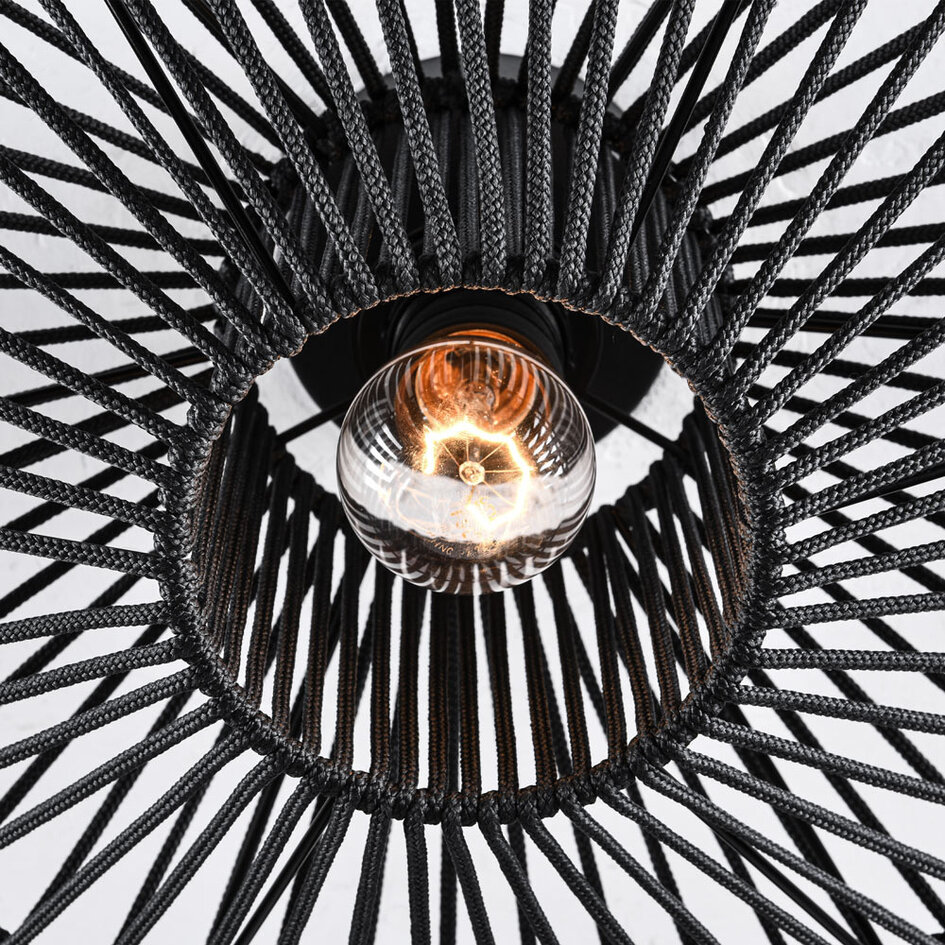Czarna lampa zewnętrzna Woven z plecionego sznura