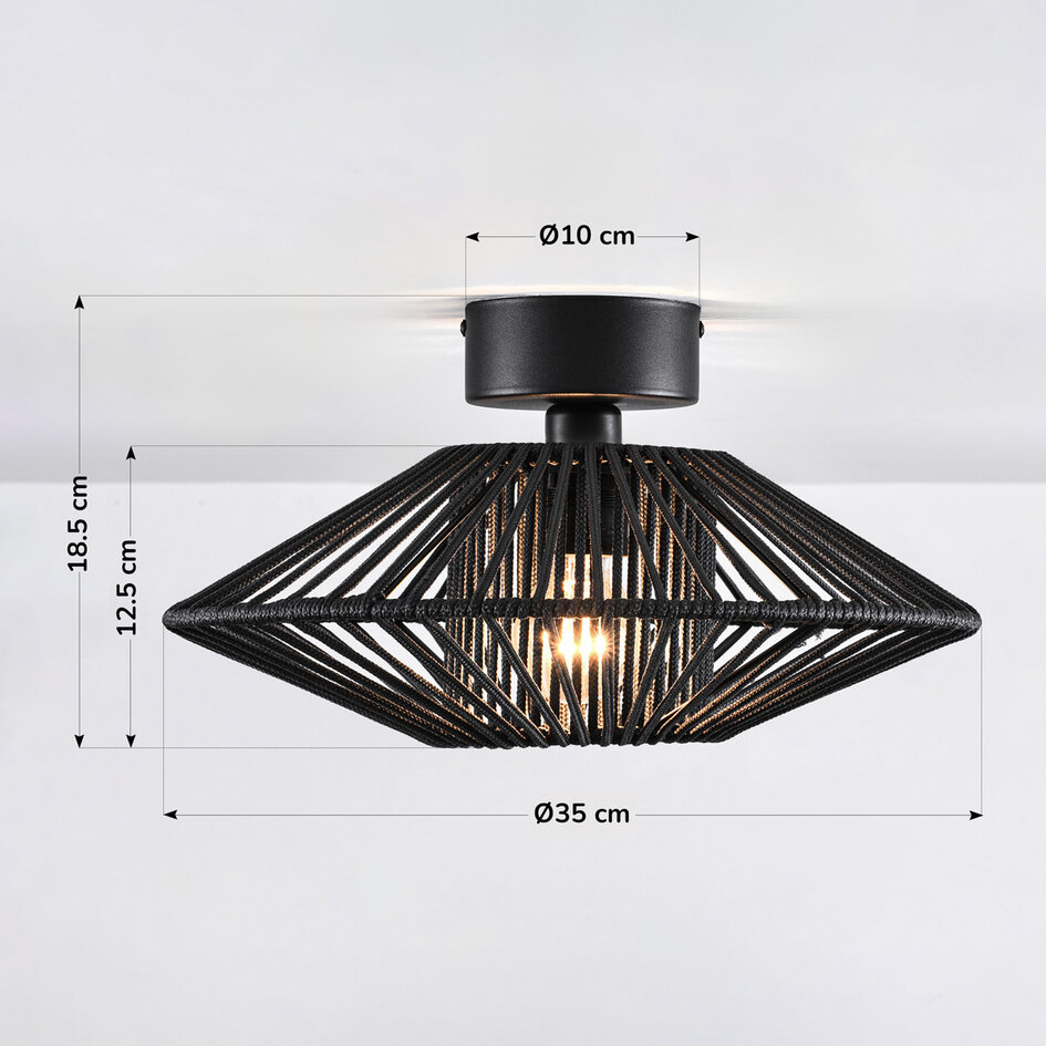 Czarna lampa zewnętrzna Woven z plecionego sznura
