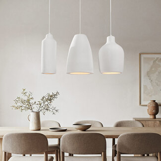 Nowoczesna lampa wisząca Wabi-Sabi z efektem kamienia, biała, 3 światła - Iki