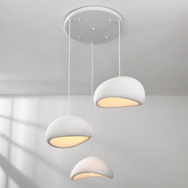 3 światła Wabi-Sabi lampa wisząca Ishi z białym wzorem kamienia - 3 x 40 cm