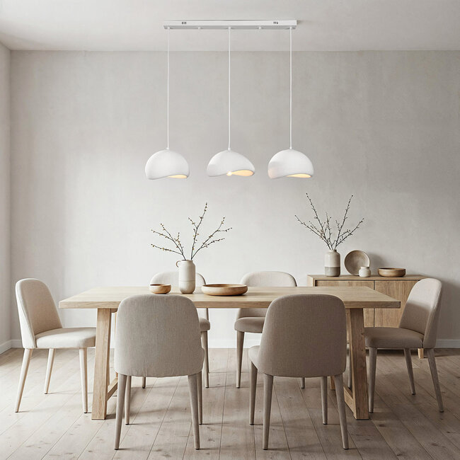 3 światła Lampa wisząca Wabi-Sabi Shibui z białym efektem kamienia - 3 x 30 cm