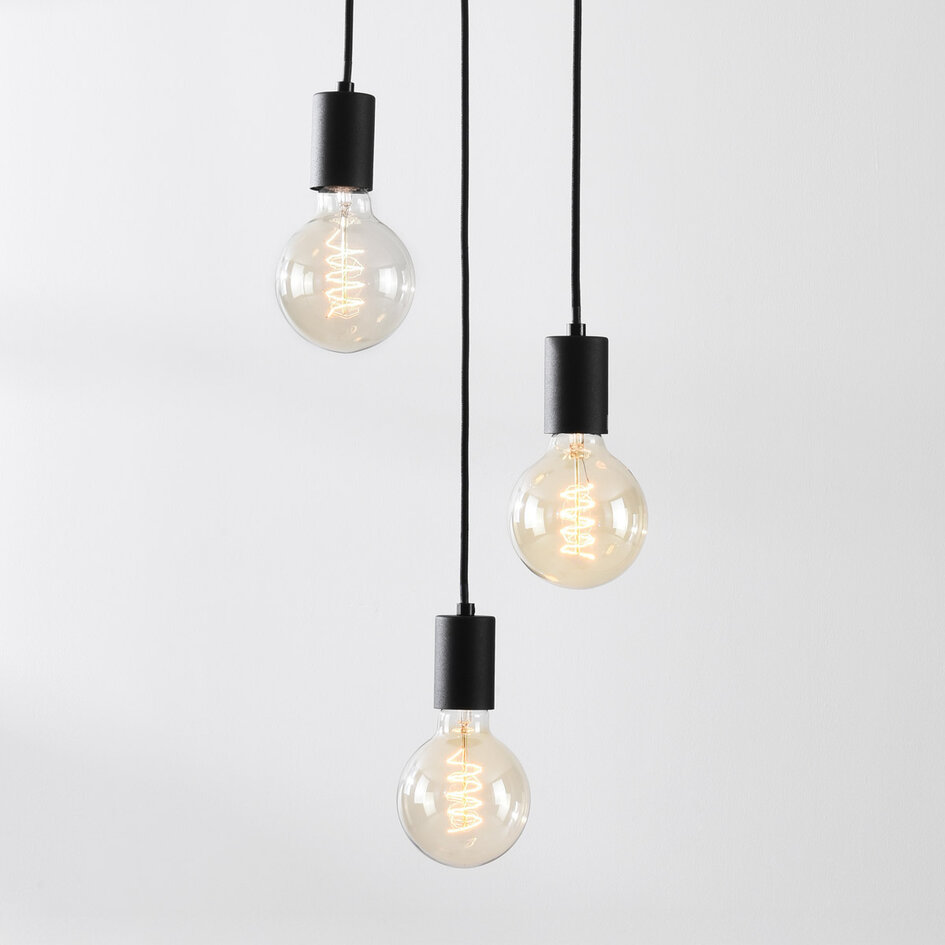 3 światła nowoczesna lampa wisząca na przewodzie Illumine - czarna (bez żarówek E27)