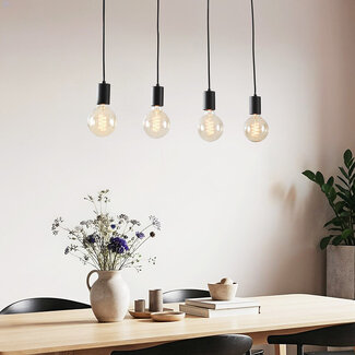 Lampa wisząca przemysłowa Nivelle czarna – 4-punktowa (bez żarówek E27)