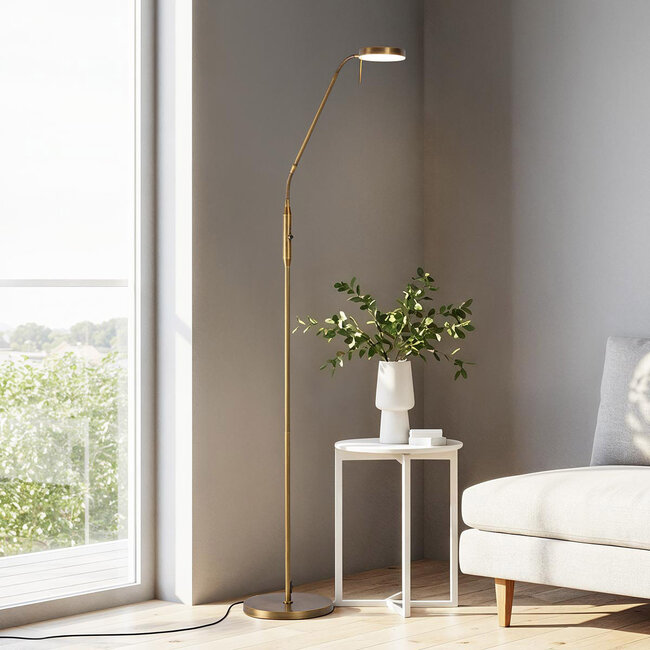 Lampa podłogowa Lumina brązowa z wbudowanymi diodami LED i regulowaną temperaturą barwową