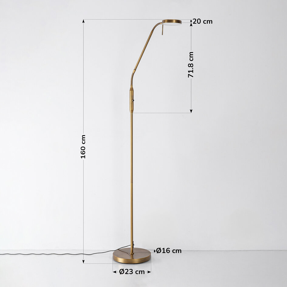 Lampa podłogowa Lumina brązowa z wbudowanymi diodami LED i regulowaną temperaturą barwową