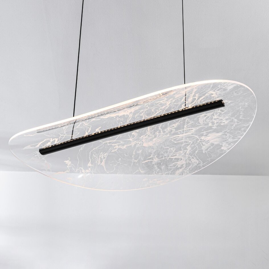 3-stopniowo ściemnialne designerska lampa wisząca Flectra z marmurowym wzorem - czarna