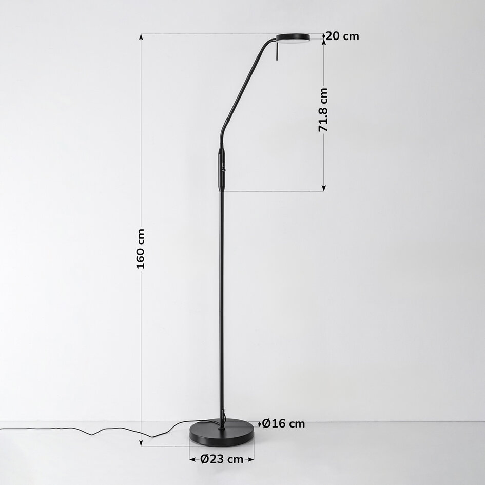 Lampa podłogowa Lumina czarna z wbudowanymi diodami LED i regulowaną temperaturą barwową