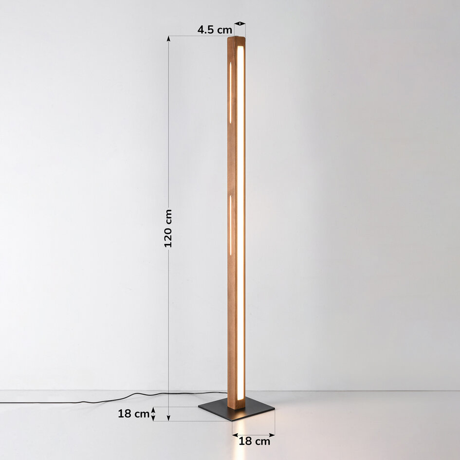 Lampa podłogowa Piata w imitacji drewna ze ściemnialnymi diodami LED