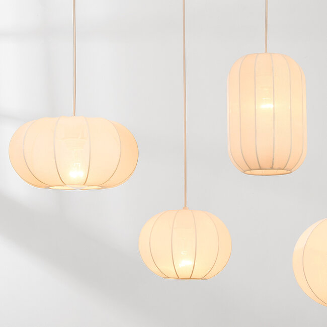 Materiałowa lampa wisząca Canvas z 5 światłami - beżowe