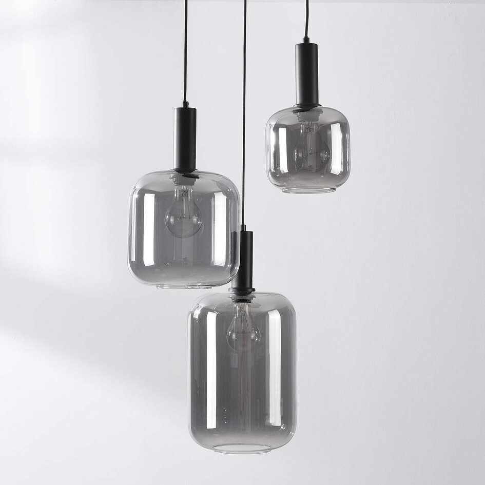 Lampa wisząca Rustique 3 światła ze szkłem dymionym