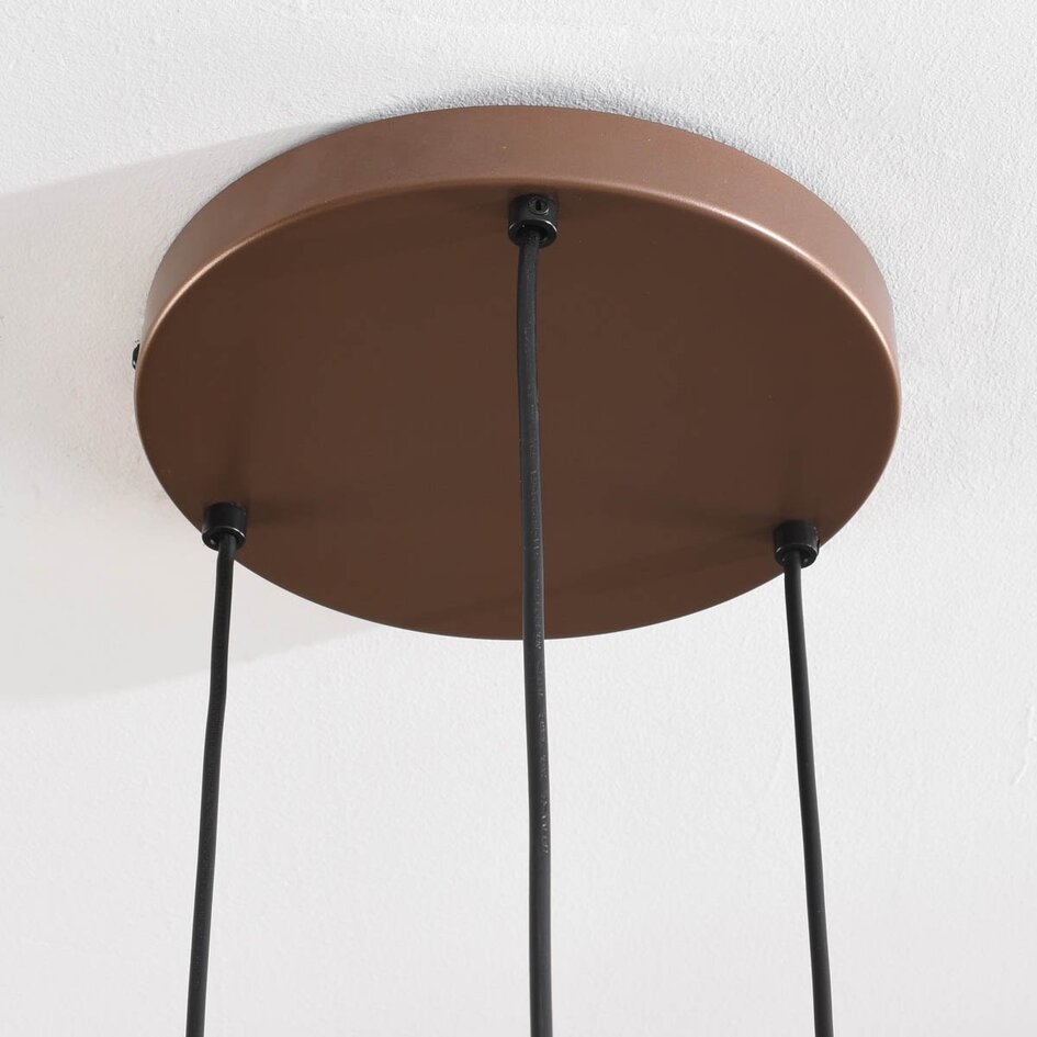 Lampa wisząca Dijon w kolorze brązowym z trzema szklanymi kulami z efektem ombre
