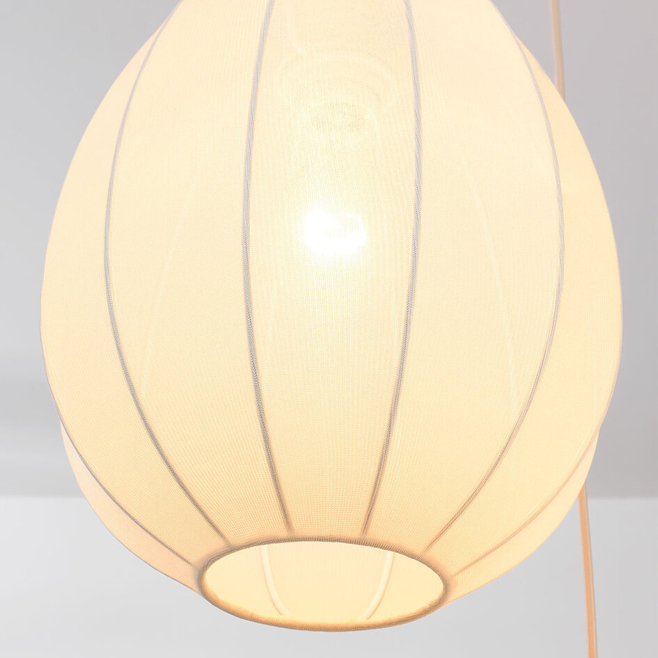 3-punktowa lampa wisząca Japandi Fabrica z materiałowymi lampionami - ciepły beż z różowym podtonem