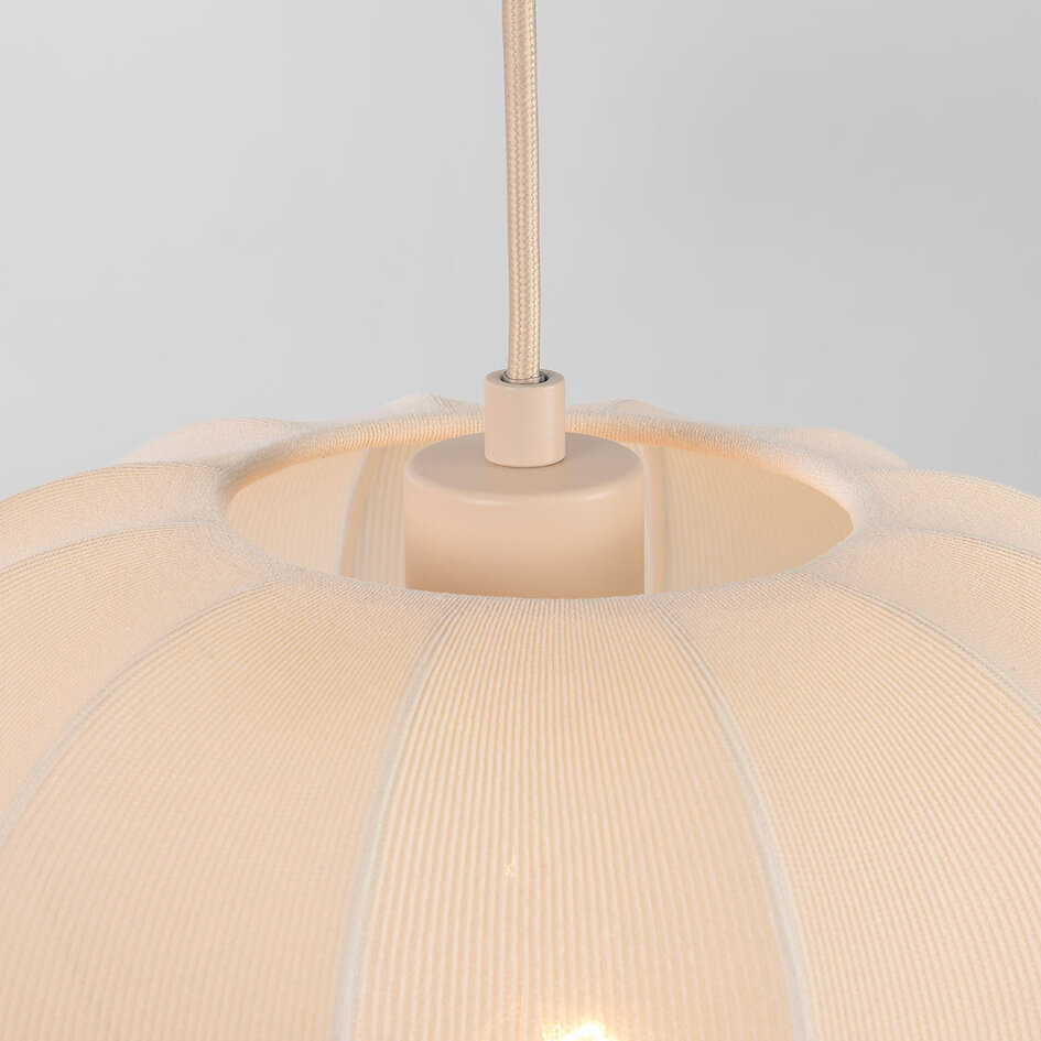 3-punktowa lampa wisząca Japandi Fabrica z materiałowymi lampionami - ciepły beż z różowym podtonem