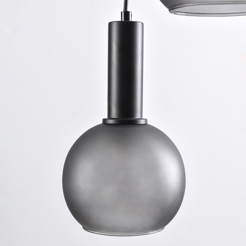 Nowoczesna lampa wisząca z szarym matowym szkłem, 3 światła - Brinati