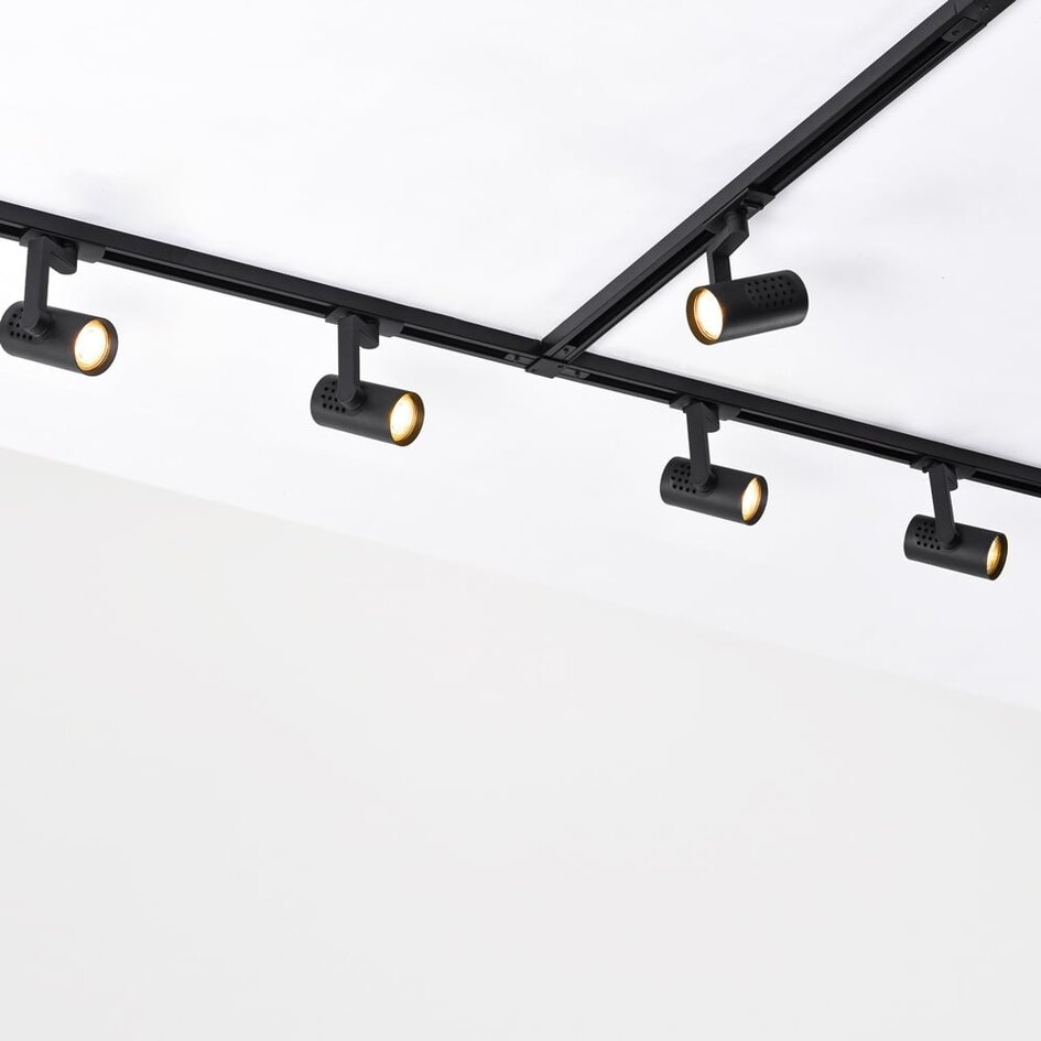Design 1-fazowy system szynowy 3 metry z reflektorami Fem - czarny