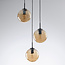 Design lampa wisząca czarna z falistym szkłem bursztynowym 3D, 3 światła - Eflin