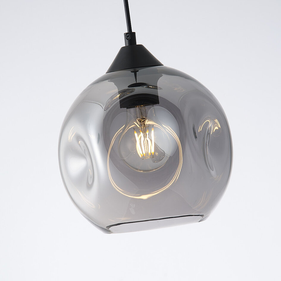 Lampa wisząca o organicznym kształcie ze szkła przydymionego, 3 światła - Fajah