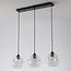 Nowoczesna lampa wisząca Fayen czarna ze szkłem perłowym, 3 światła