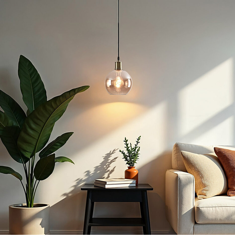 Lampa wisząca z 1 światłem Verona bursztynowa - okrągłe gładkie szkło