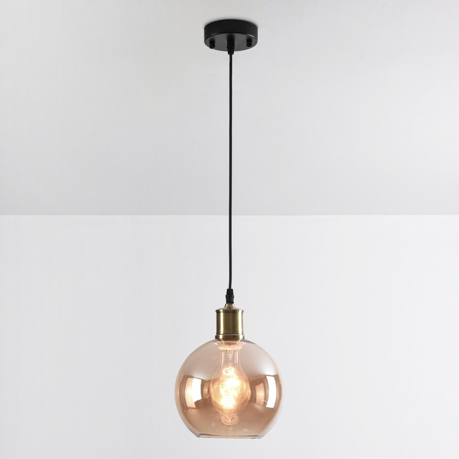 Lampa wisząca z 1 światłem Verona bursztynowa - okrągłe gładkie szkło