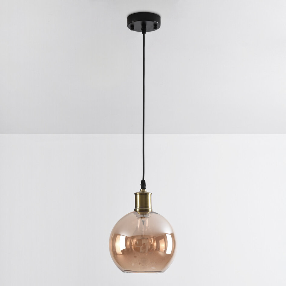 Lampa wisząca z 1 światłem Verona bursztynowa - okrągłe gładkie szkło