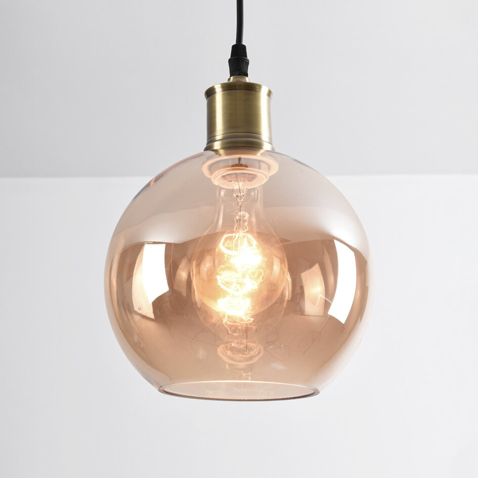 Lampa wisząca z 1 światłem Verona bursztynowa - okrągłe gładkie szkło