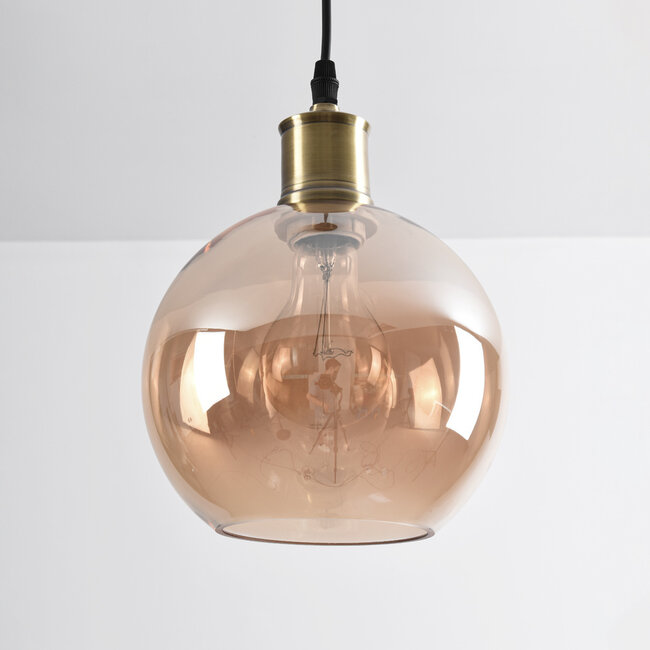 Lampa wisząca z 1 światłem Verona bursztynowa - okrągłe gładkie szkło