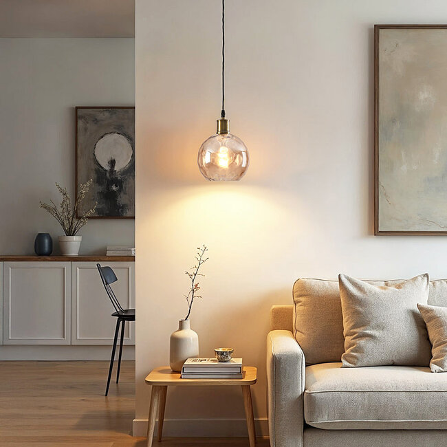 Lampa wisząca 1 światło Verona bursztynowa - okrągła, wypukła