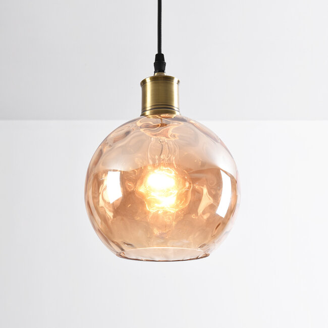 Lampa wisząca 1 światło Verona bursztynowa - okrągła, wypukła