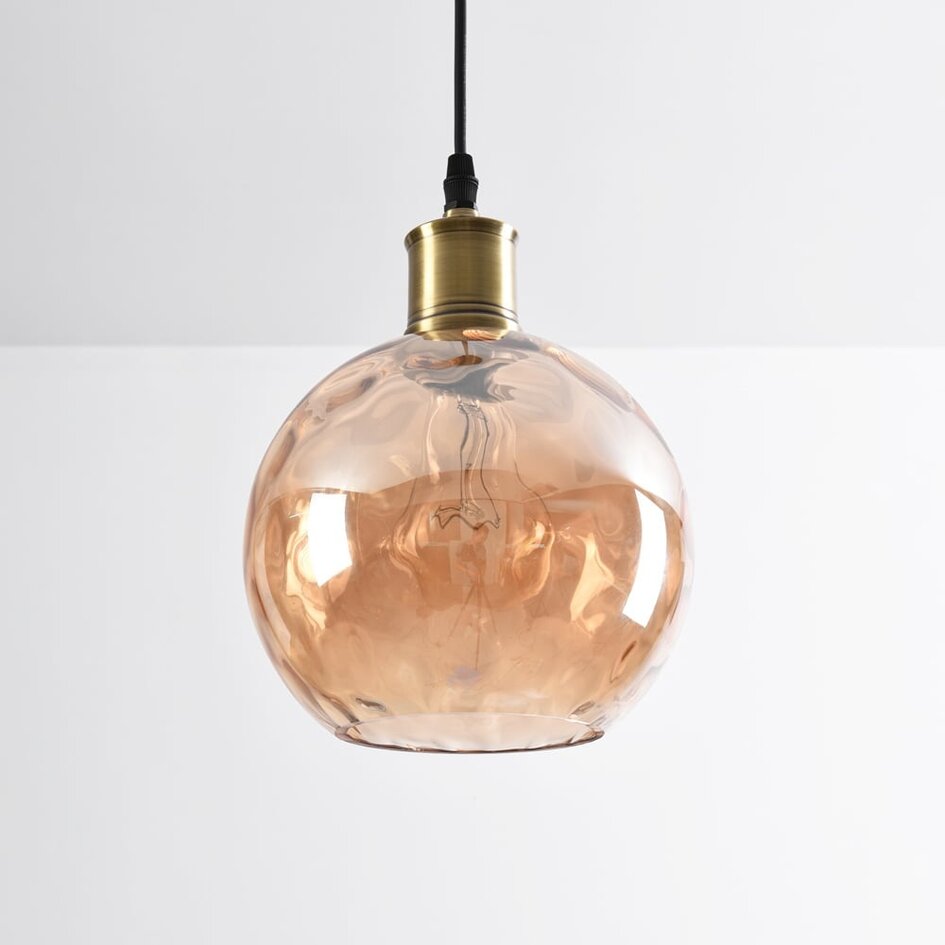 Lampa wisząca 1 światło Verona bursztynowa - okrągła, wypukła