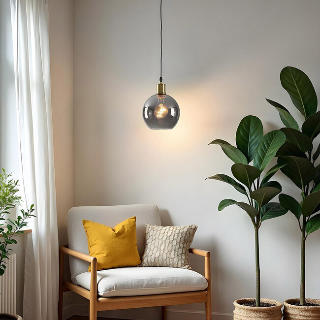 1 światło lampa wisząca Verona przydymiona - okrągłe gładkie szkło