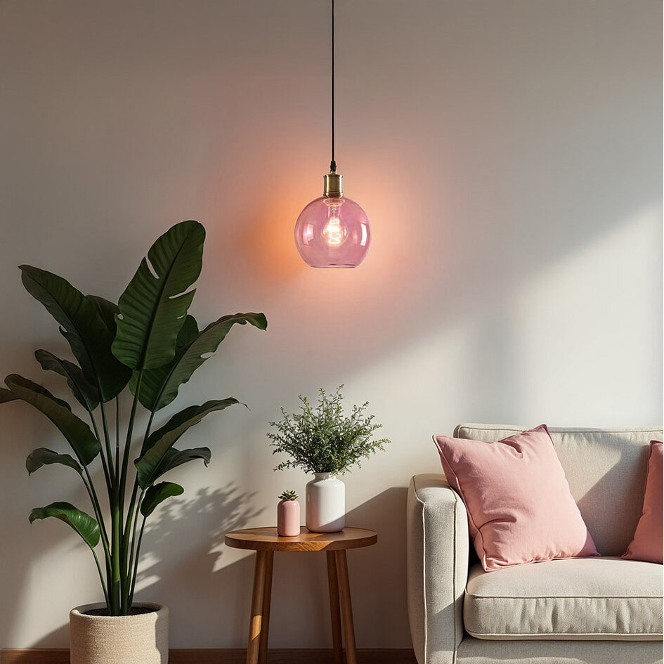 Lampa wisząca 1 światło Liya - szkło czerwone wariant 3