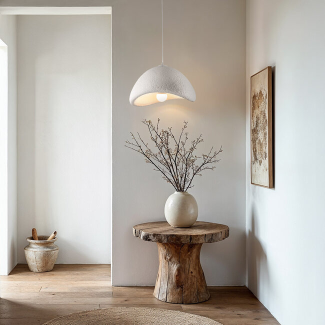 Lampa wisząca Wabi-Sabi Cemento biała efekt kamienia - 38 x 30 cm