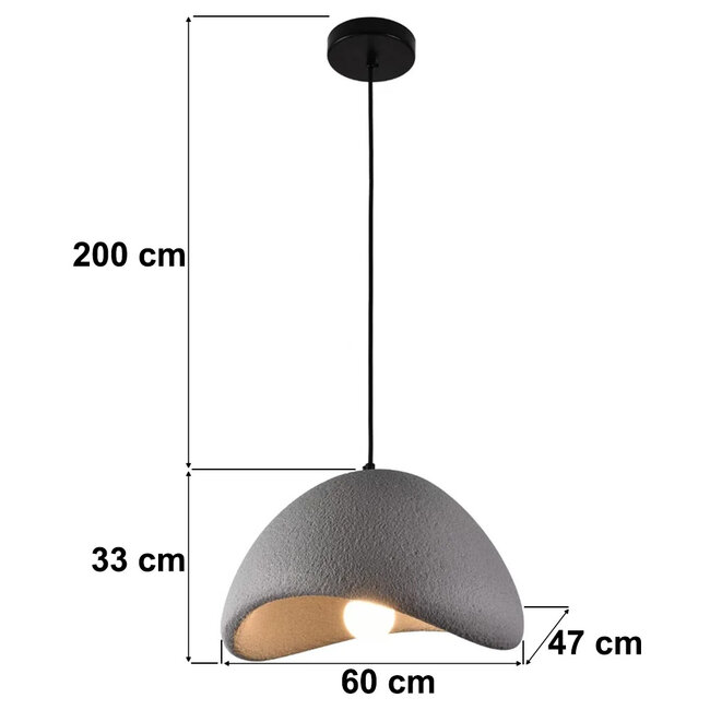 Lampa wisząca Wabi-Sabi Cemento, szary efekt kamienia - 60 x 47 cm