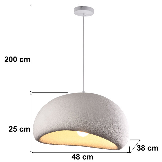 Lampa wisząca Wabi-Sabi Urban Stone z białym wzorem kamienia - 48 x 38 cm