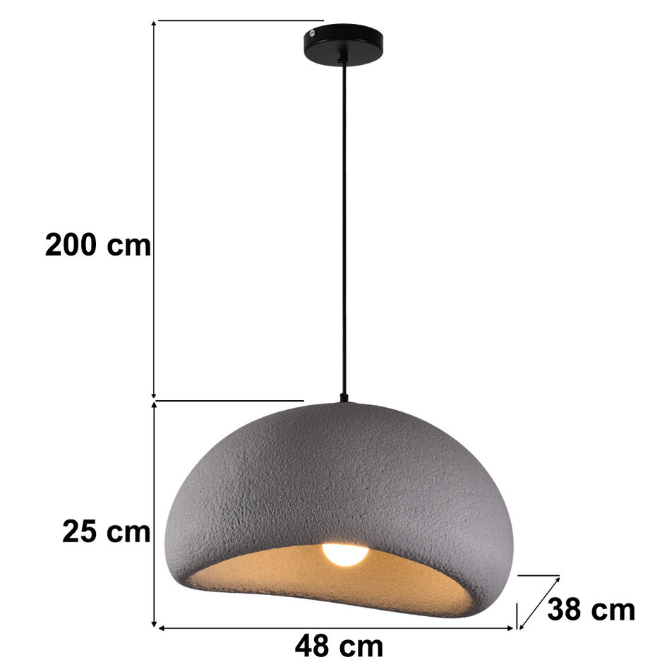 Lampa wisząca Wabi-Sabi Urban Stone z szarym wzorem kamienia - 48 x 38 cm