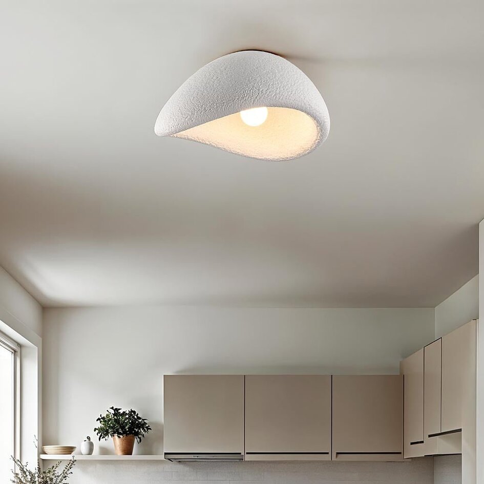 Lampa sufitowa Wabi-Sabi Concrete Aura 38 x 30 cm wzór kamienia – białe