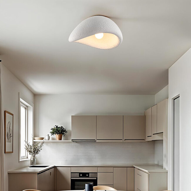 Lampa sufitowa Wabi-Sabi Concrete Aura 38 x 30 cm wzór kamienia – białe