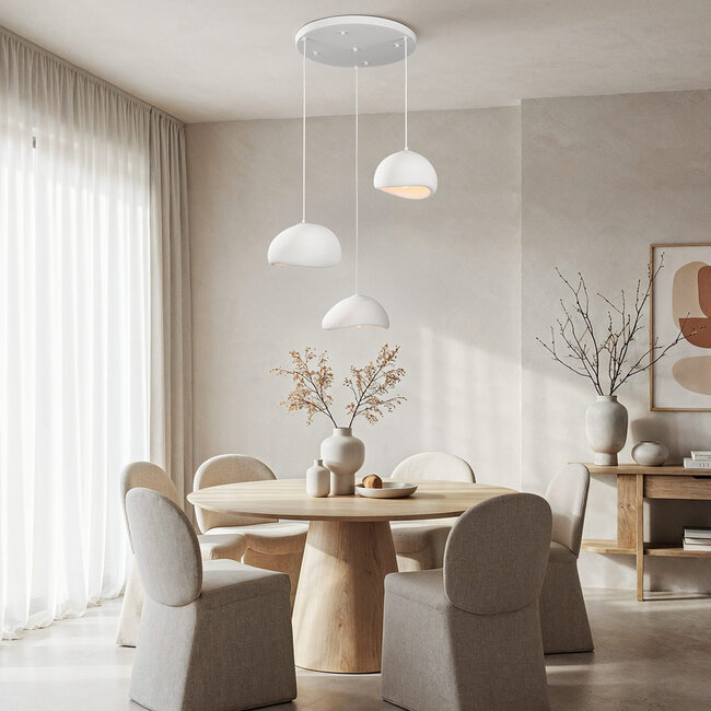 3 światła Lampa wisząca Wabi-Sabi Ishi z białym efektem kamienia - 3 x 30 cm