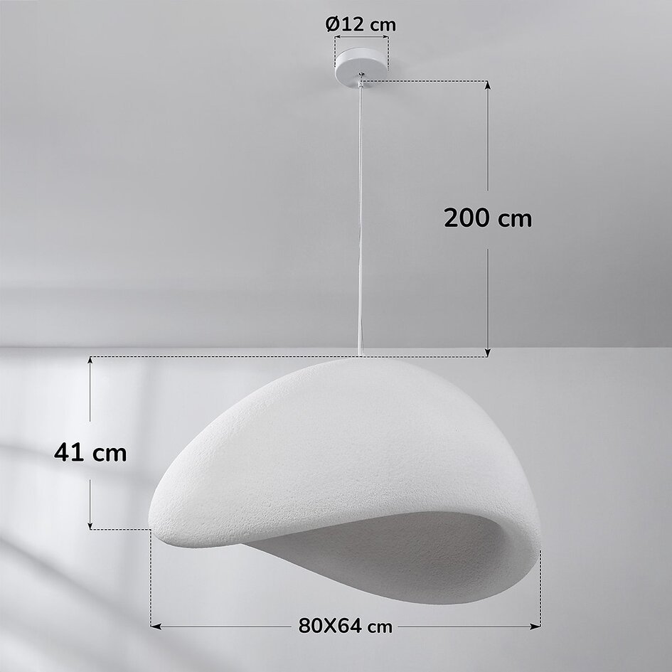 Lampa wisząca Wabi-Sabi Cemento biała z efektem kamienia - 80 x 64 cm
